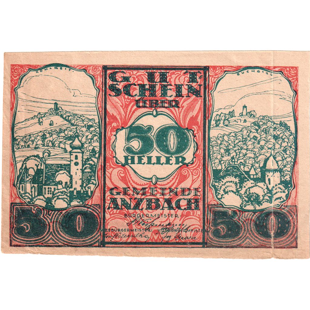 Austria, Anzbach, 50 Heller, 1920-09-15, EBC+