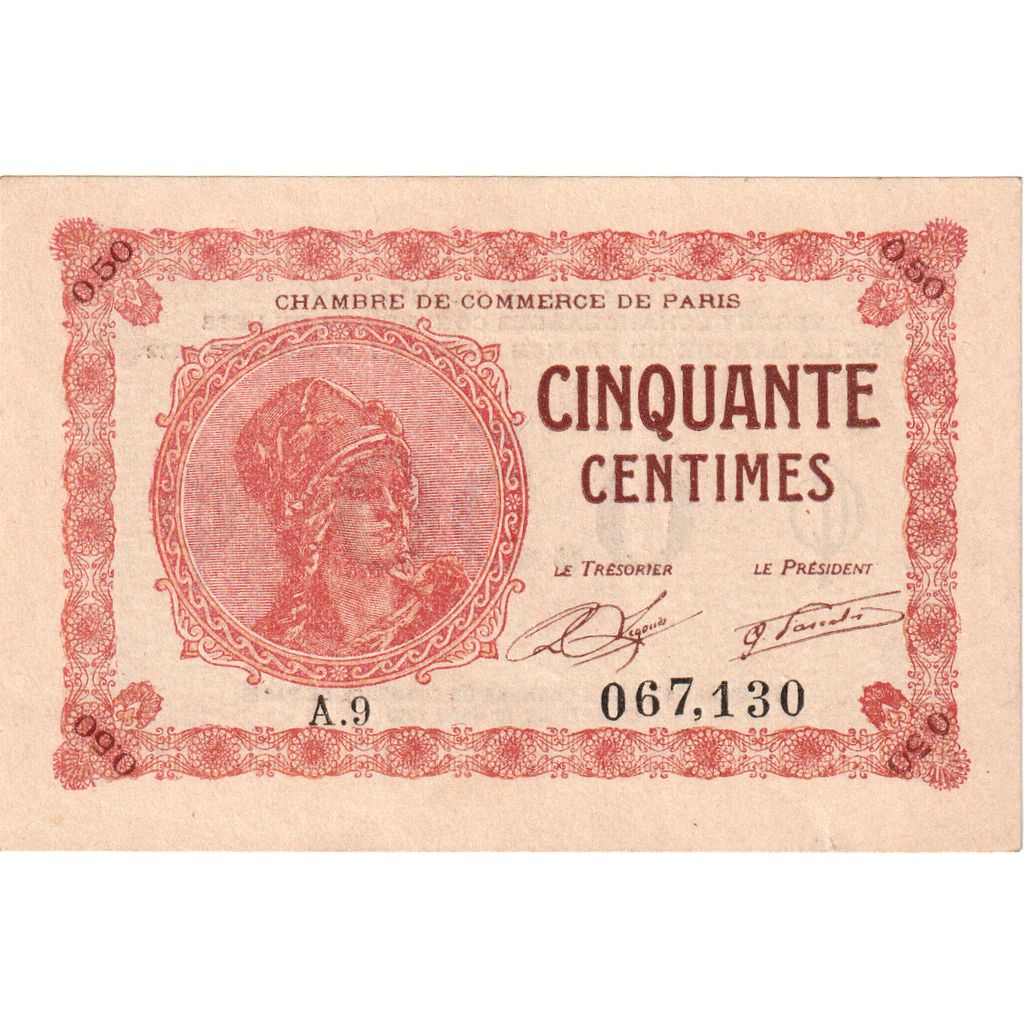 France, 50 Centimes, Other, 1920-03-10, A.81, PARIS, EF(40-45)
