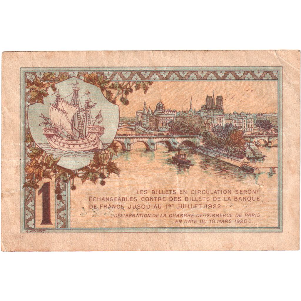 Francia, Paris, 1 Franc, 1922-07-01, B.25 045,243, Chambre de Commerce, SPL-