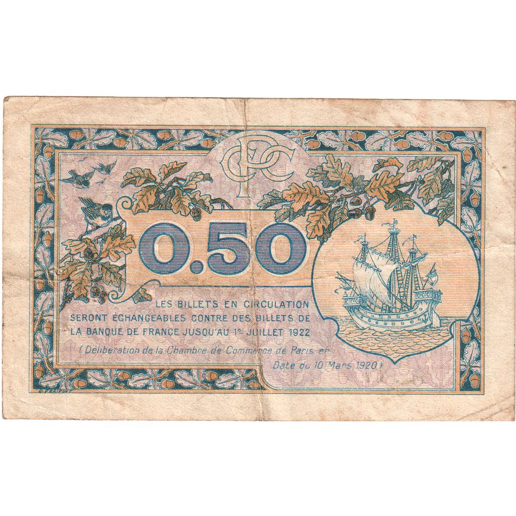 Francja, 50 Centimes, 1920-03-10, A.17 008,668, UNC(63), Pirot:97-31