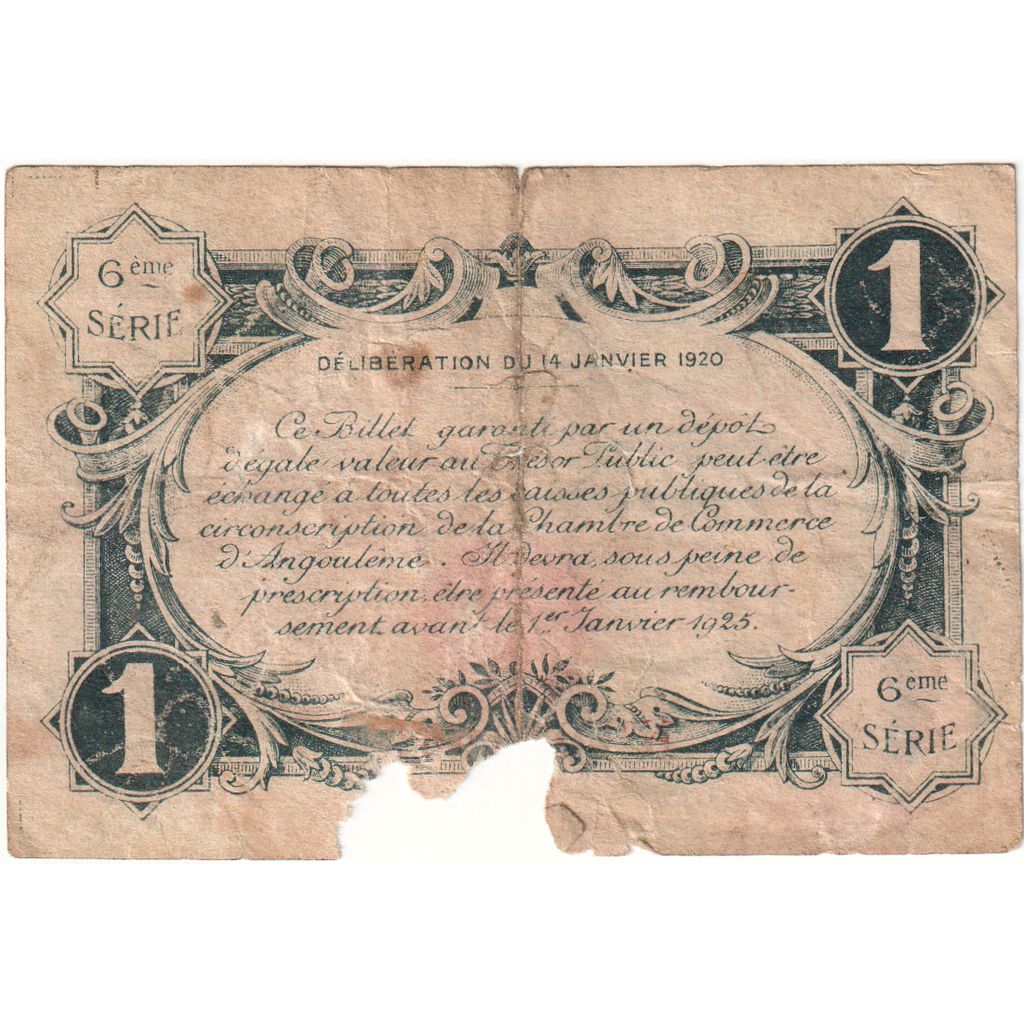 France, 1 Franc, 1920-01-14, 010965, AG(1-3), Pirot:9-47