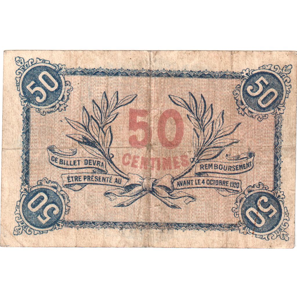Francia, Roanne., 50 Centimes, 1915-10-04, 322087, Chambre de Commerce, EBC
