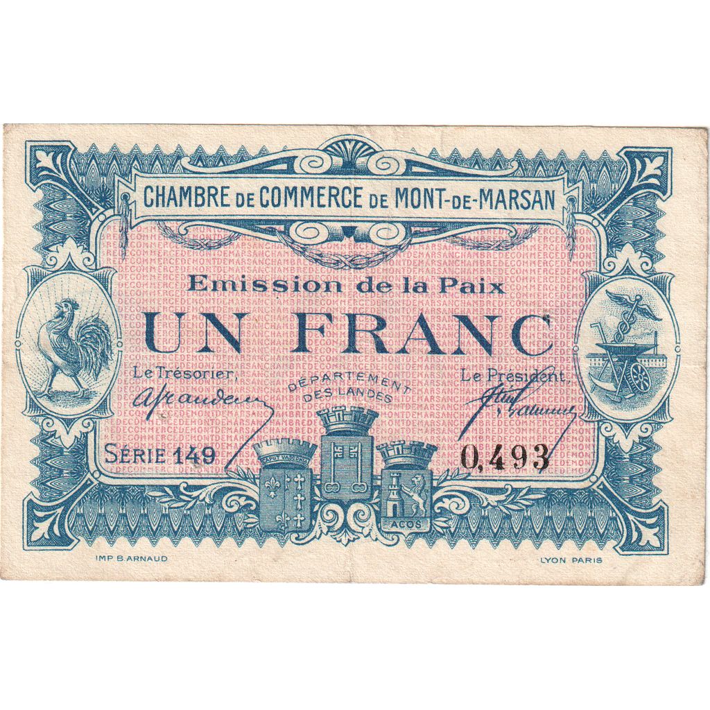 Francja, 1 Franc, Série 149 0,493, EF(40-45), Pirot:82-35