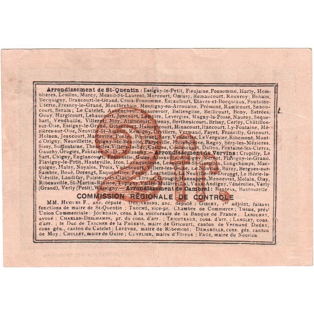 France, Saint-Quentin, 2 Francs, 08-08-1916, 53235, EF(40-45), Pirot:02-2057