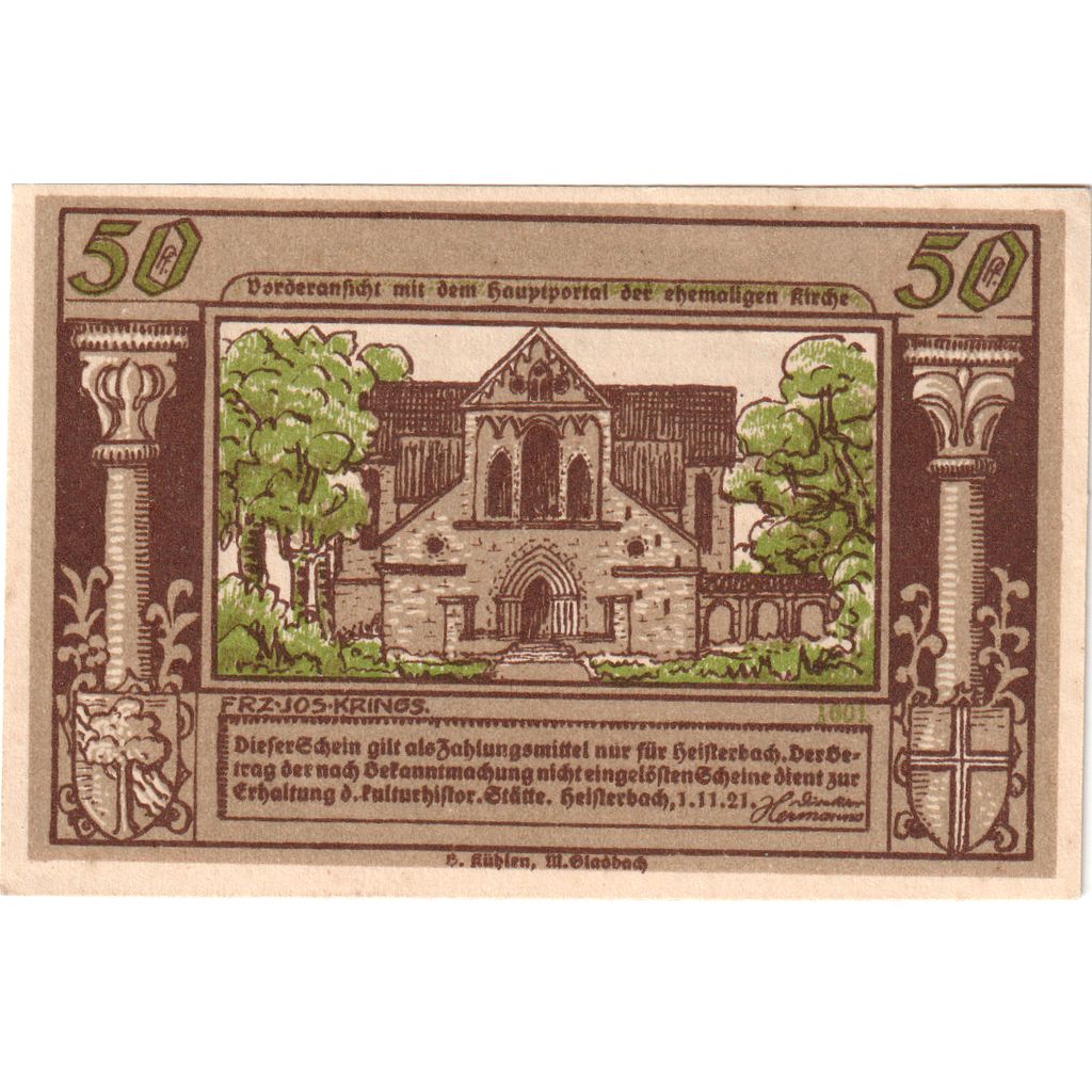 Germania, Heisterbach, 50 Pfennig, 1921-07-31, SPL