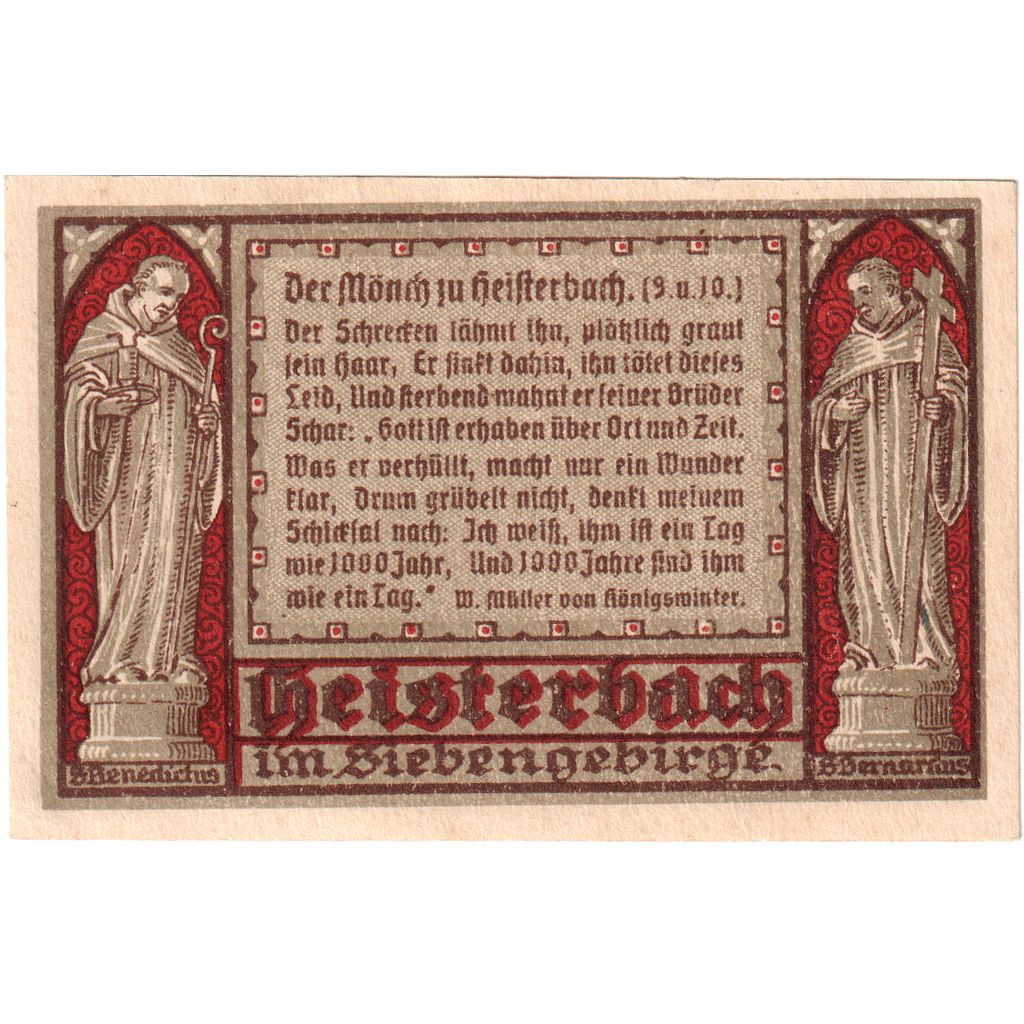 Alemanha, Heisterbach, 75 Pfennig, 1921-11-09, UNC(63)