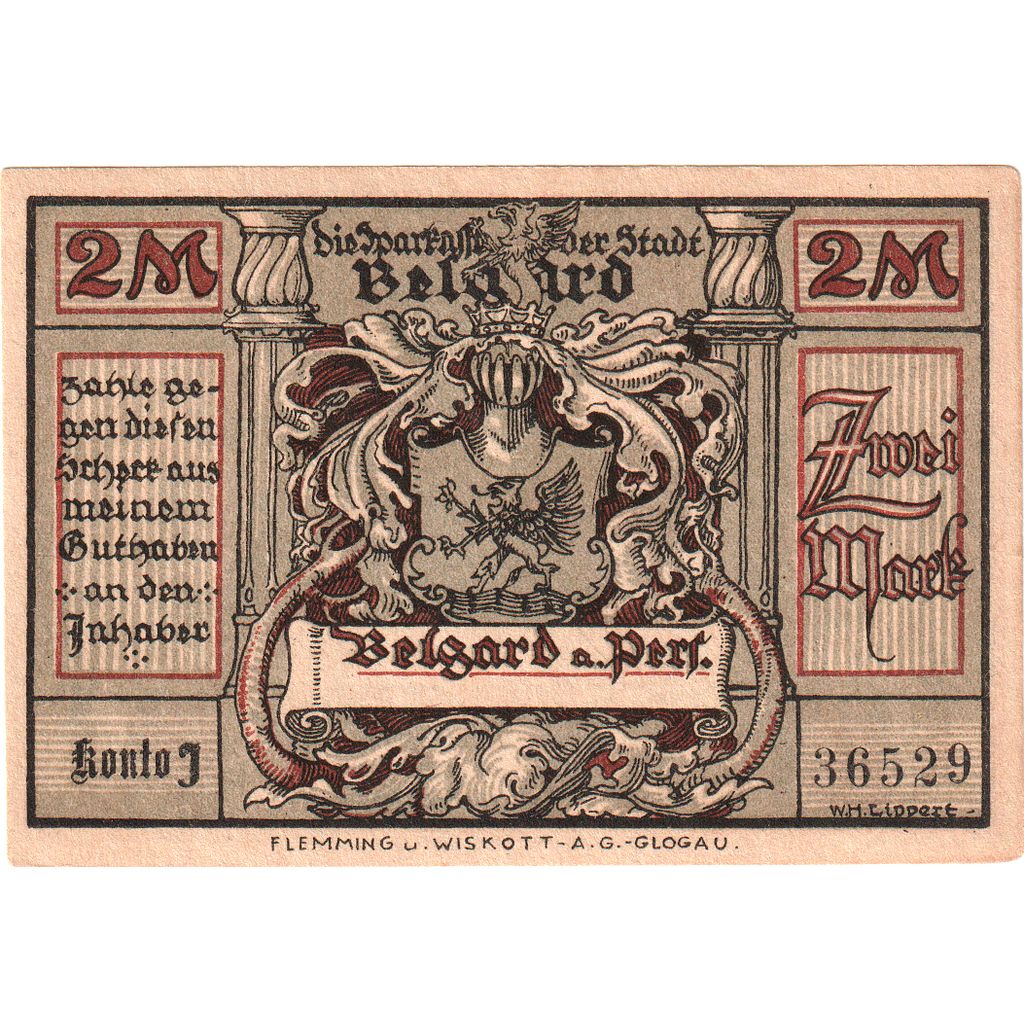 Niemcy, Belgard, 2 Mark, UNC(63)