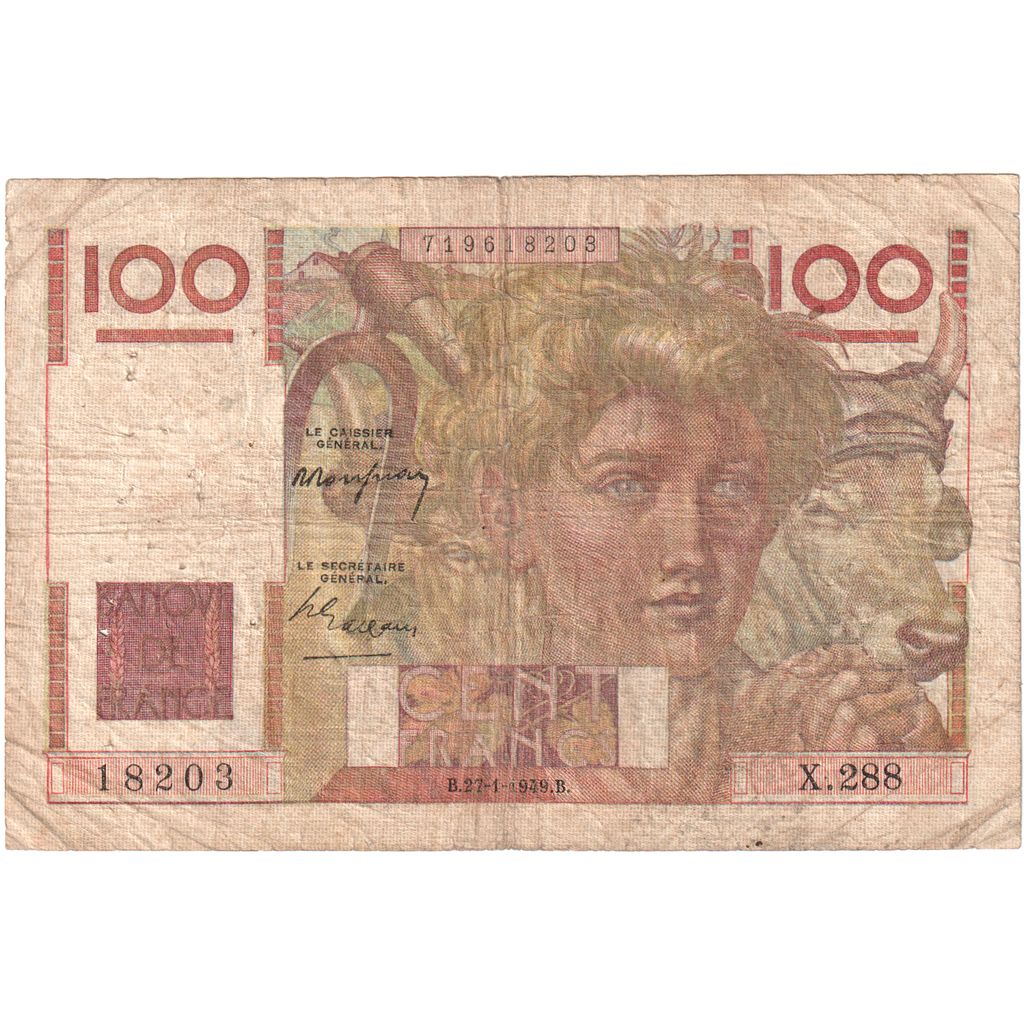 Frankreich, 100 Francs, Jeune Paysan, 1952, 1952-10-02, SGE, Fayette:28Bis/1