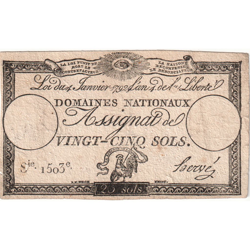 France, 25 Sols, Série 1503, VF(20-25)