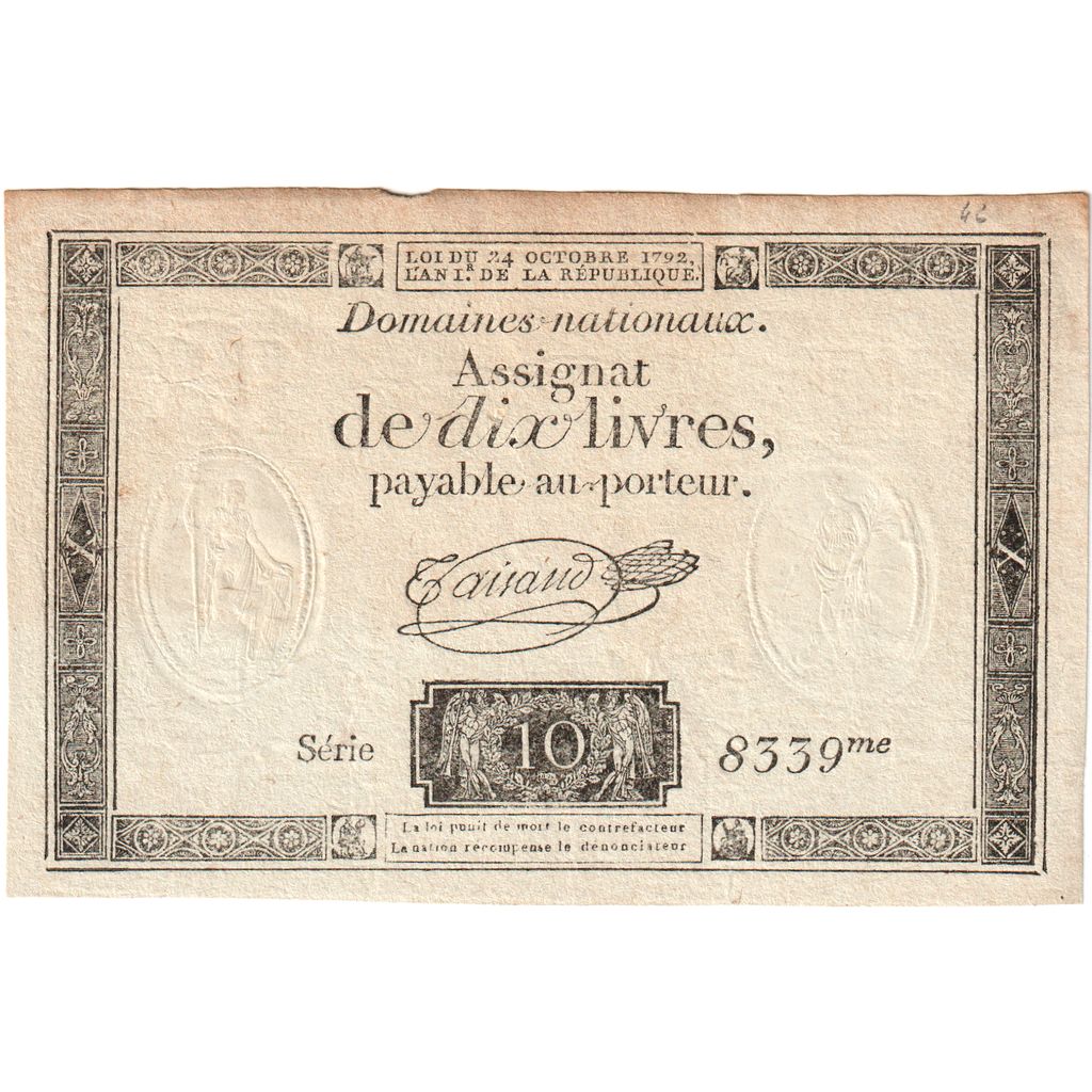 France, 10 Livres, 8.2.1794, 964 6044, EF(40-45)