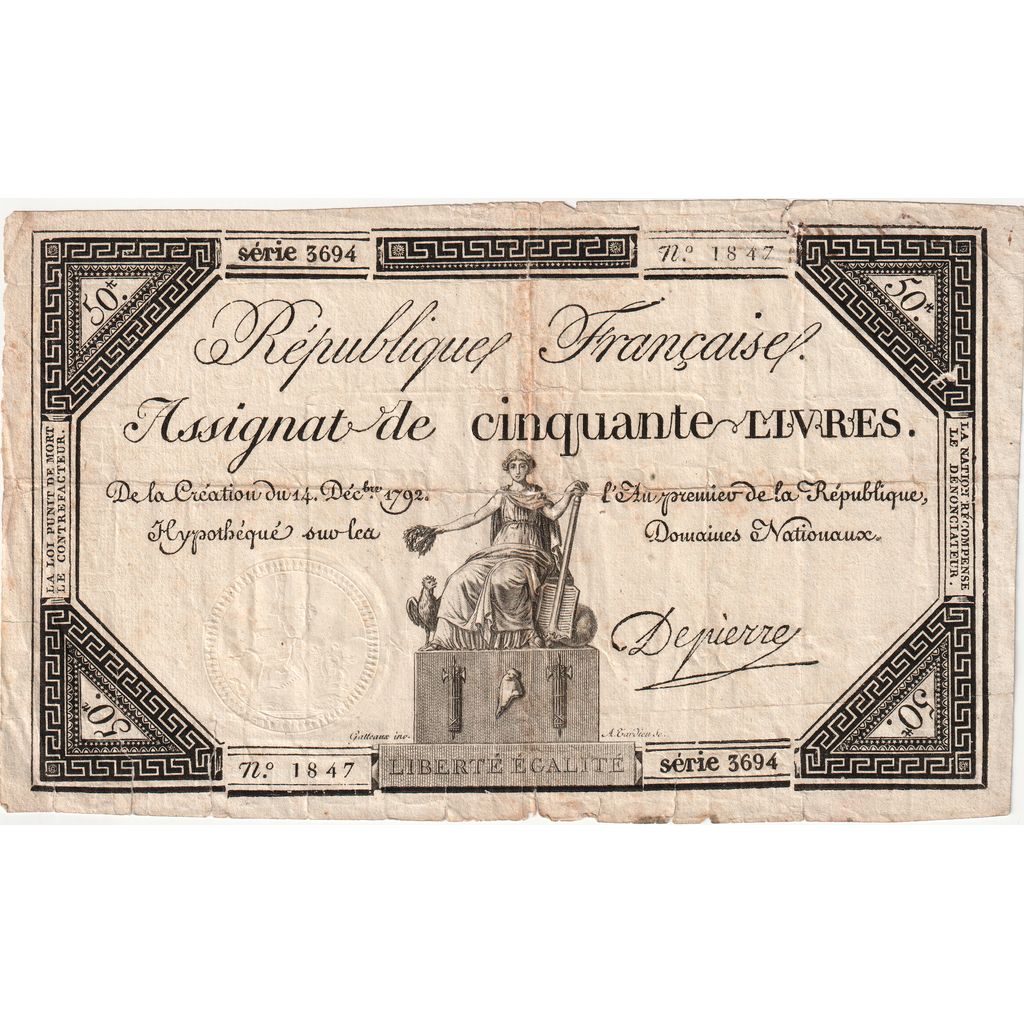 France, 250 Livres, 1793, Série 3694, B