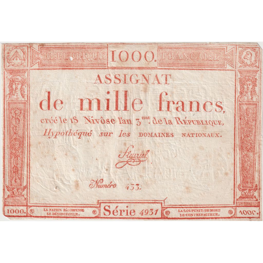 France, 1000 Francs, Série 4931, EF(40-45)