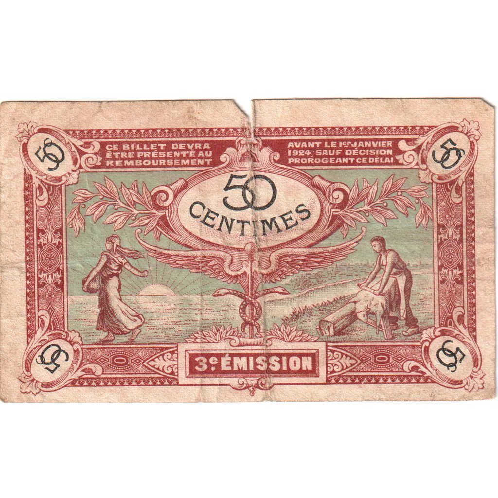 France, 50 Centimes, 1920-11-13, 10 - 005343, VF(20-25), Pirot:93-10