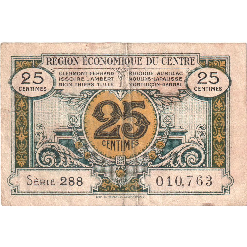 Frankreich, 25 Centimes, Série 288 010,763, SS, Pirot:40-1