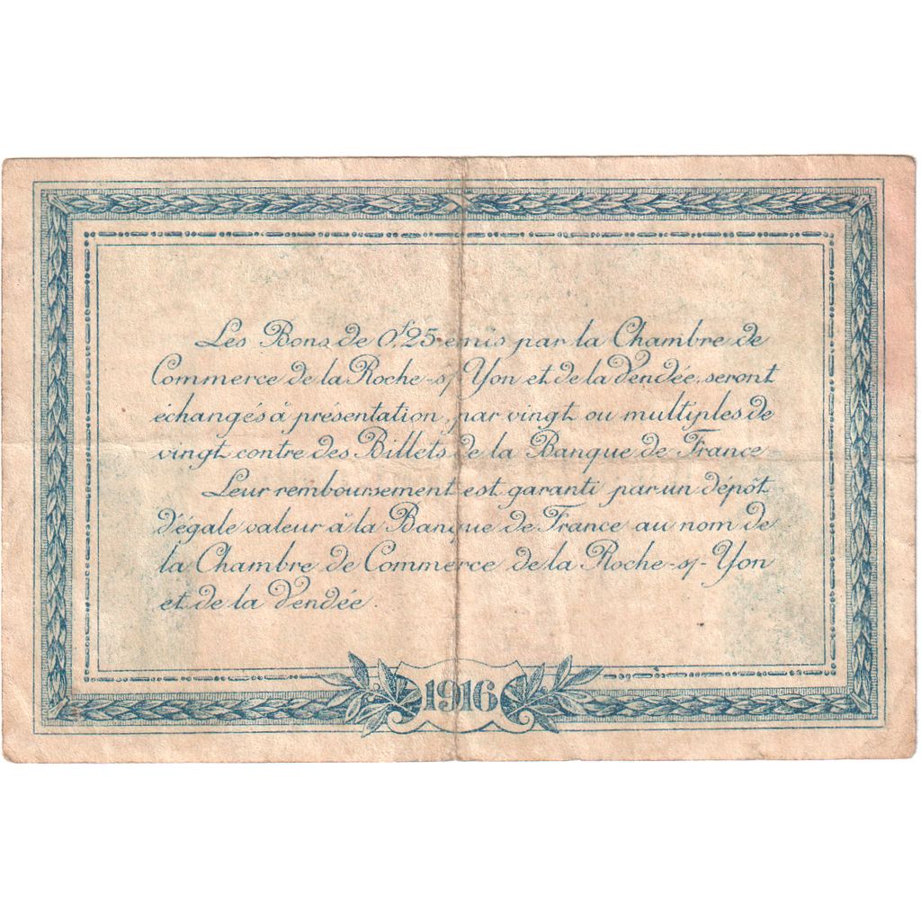 France, La Roche-sur-Yon, 25 Centimes, Undated (1916), 02563, AU(55-58)