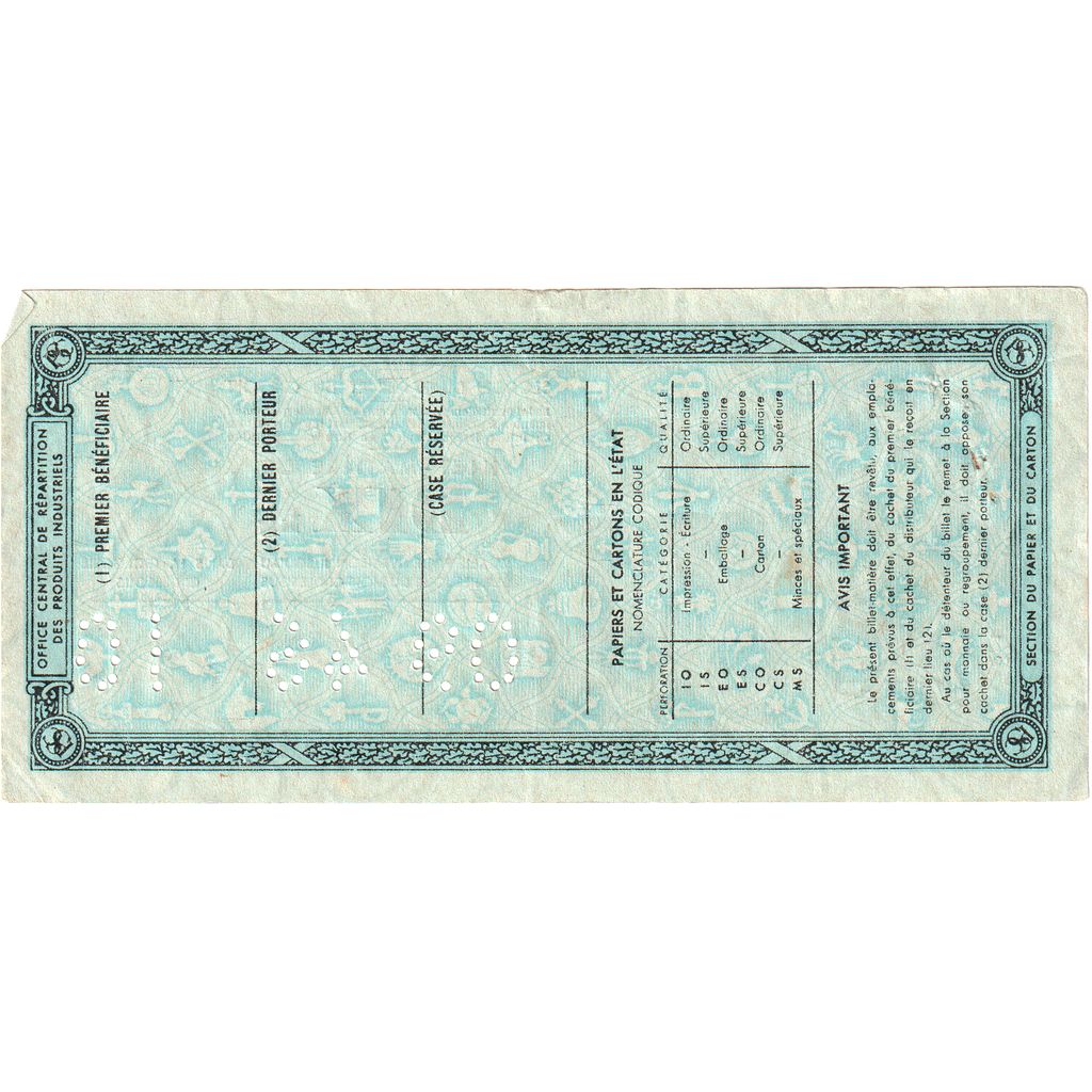 Frankreich, Série E - C, BILLET 10 KG ACIER, VZ