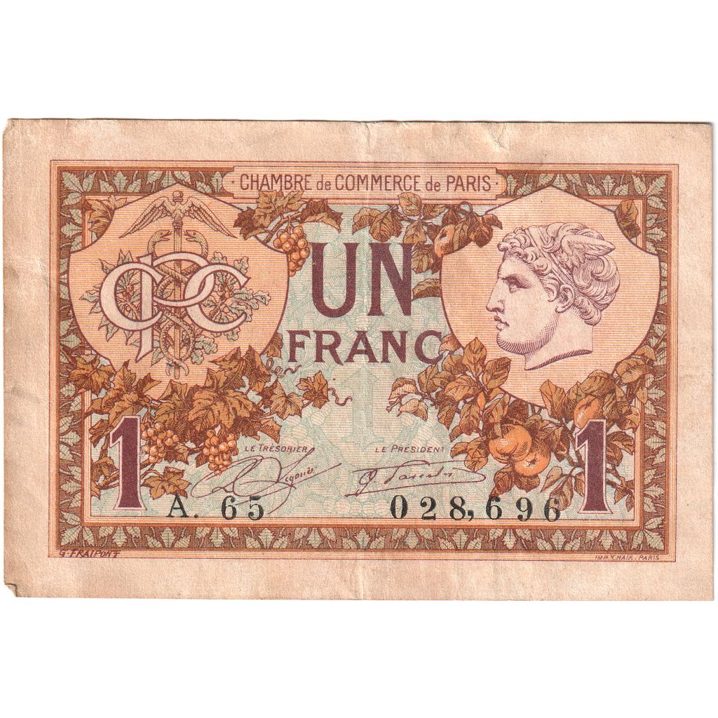 France, 1 Franc, PIROT 97.36, 1920-03-10, A.65, PARIS, SUP