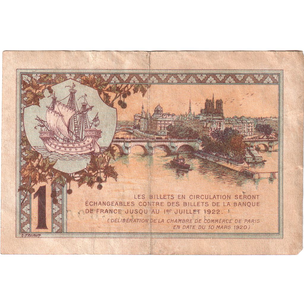 France, 1 Franc, PIROT 97.36, 1920-03-10, A.65, PARIS, SUP