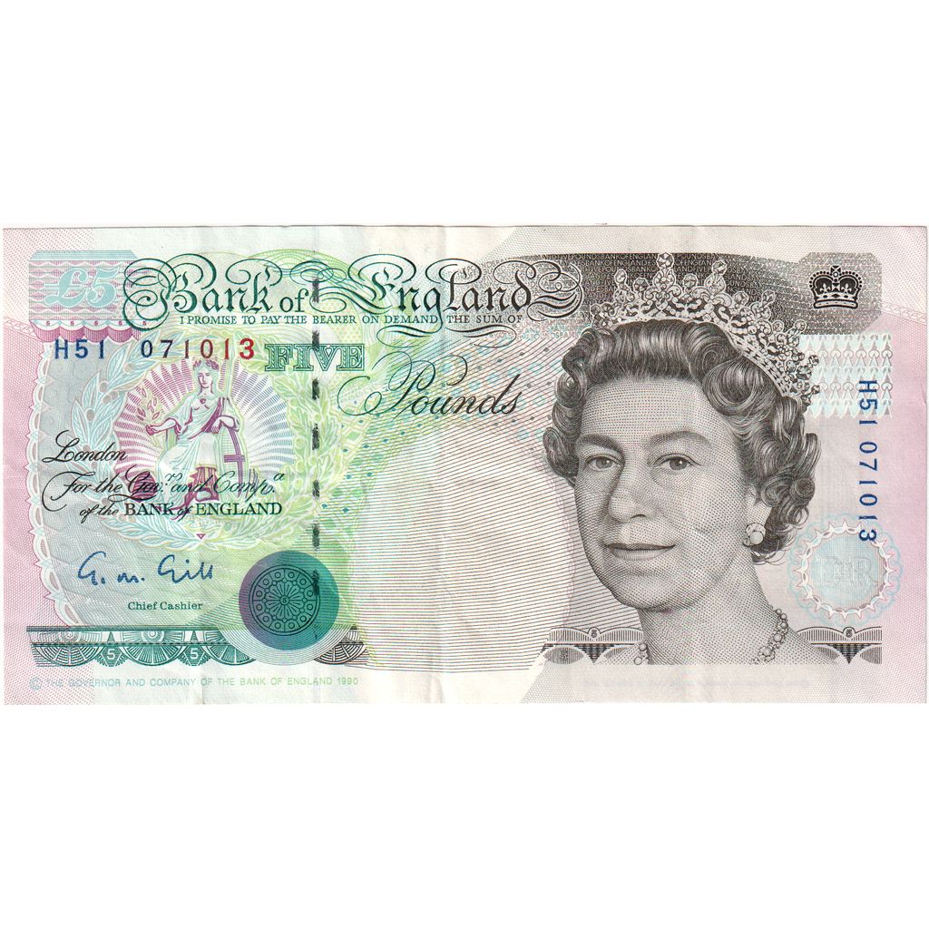 Banknote, Great Britain, 5 Pounds, 1990, KM:382a, EF(40-45)