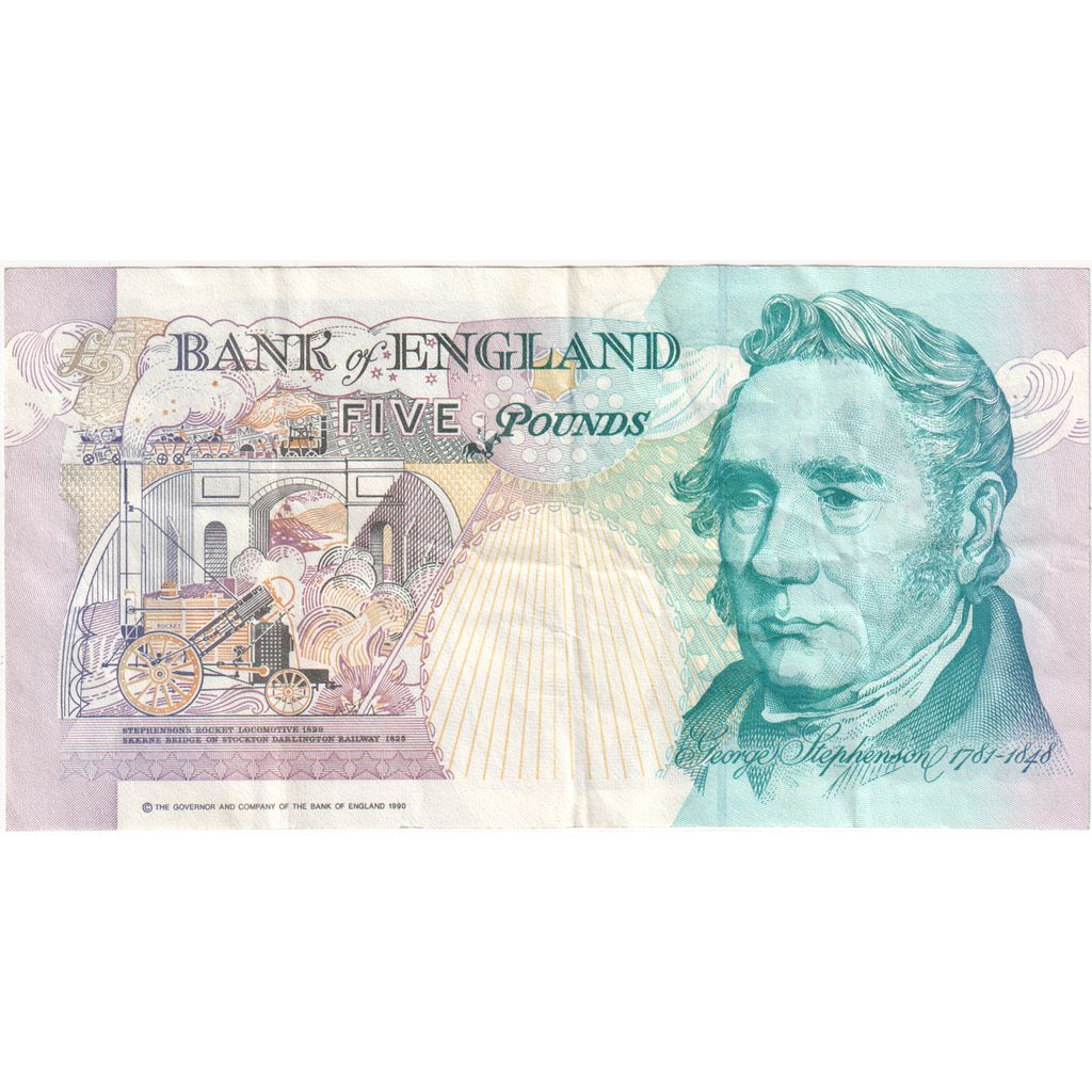 Banknote, Great Britain, 5 Pounds, 1990, KM:382a, EF(40-45)
