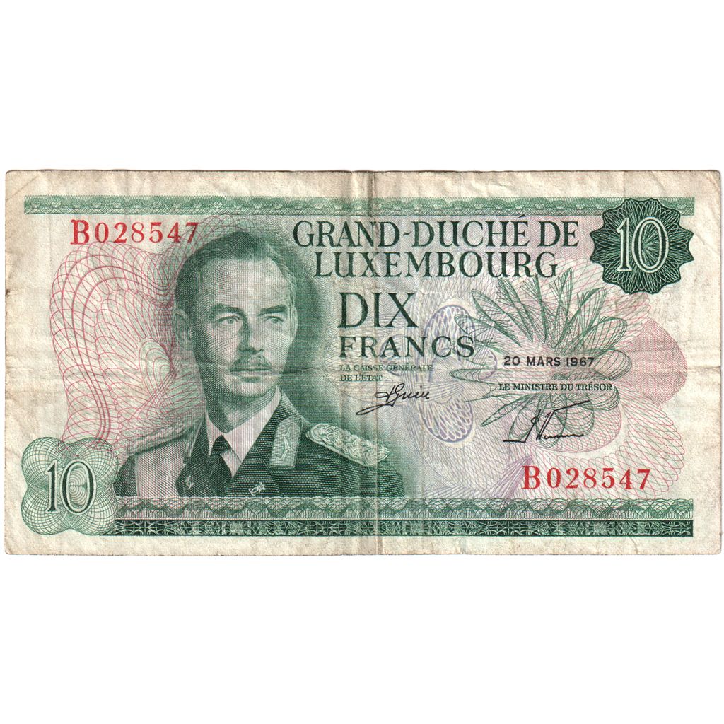 Luxembourg, 10 Francs, 1967-03-20, VF(20-25)