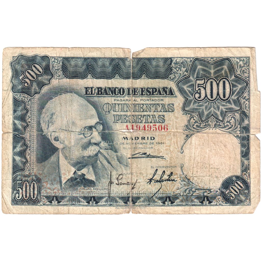 Spain, 500 Pesetas, 1951-11-15, VG(8-10)