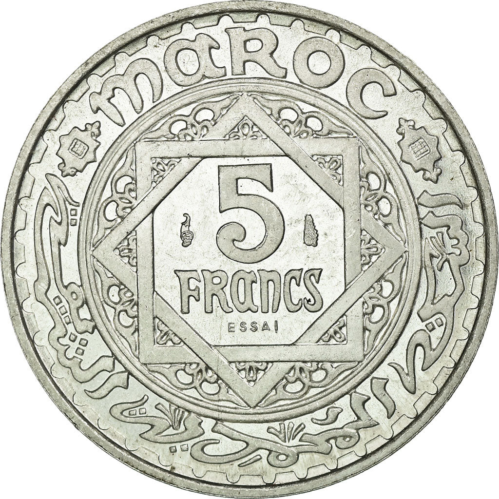 Coin, Morocco, 5 Francs, 1950, Paris, MS(65-70), Aluminum, Lecompte:246