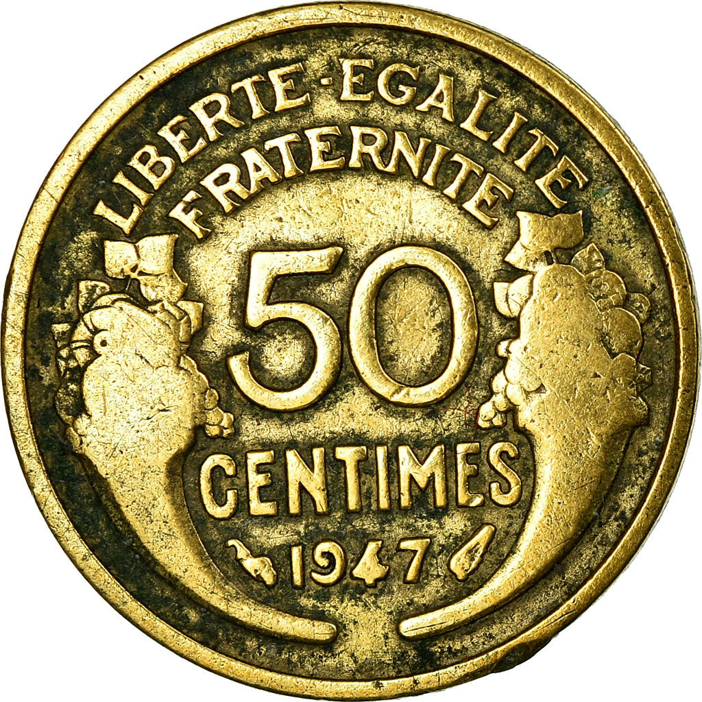 Moneta, Francia, Morlon, 50 Centimes, 1947, B+, Alluminio, Gadoury:423b