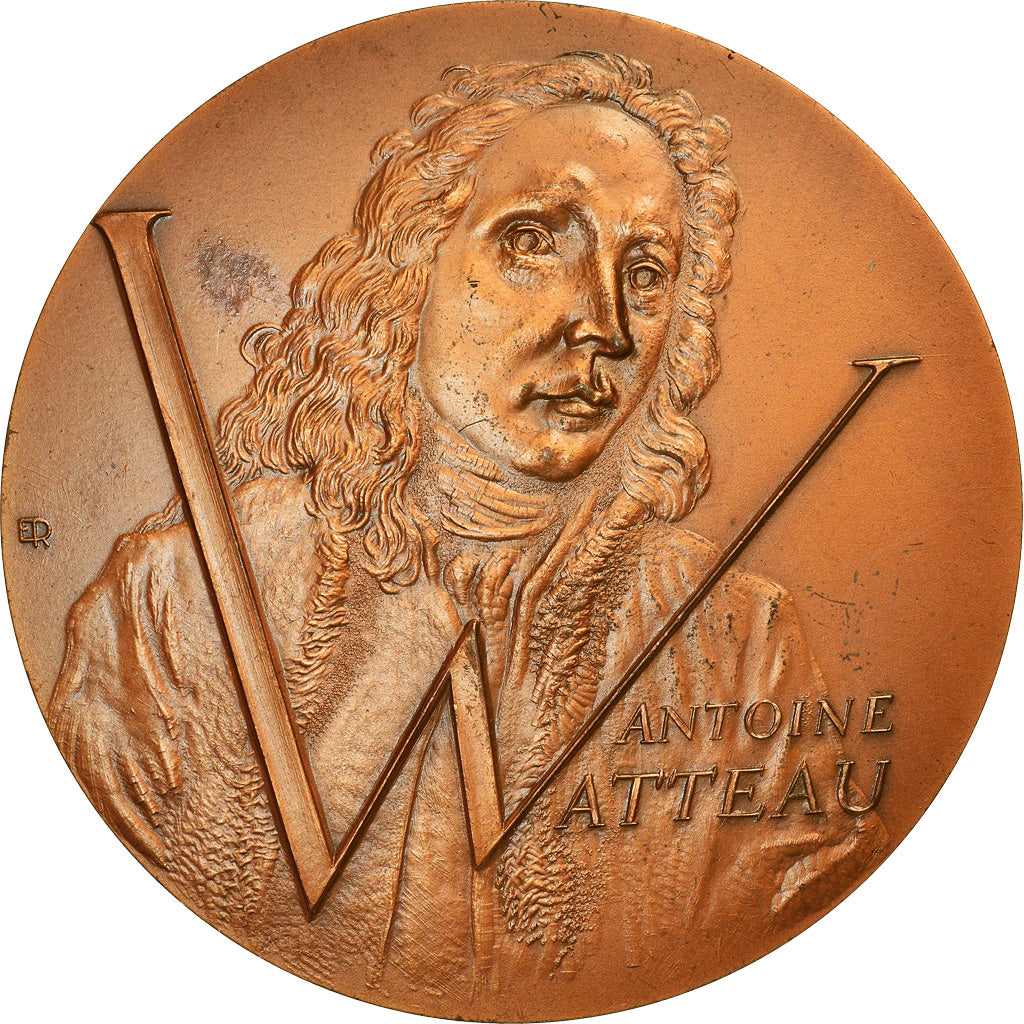 França, Medal, Antoine Watteau, Scène Galante, 1977, AU(50-53), Bronze