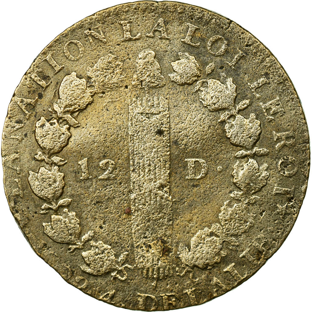 Coin, France, 12 deniers françois, 12 Deniers, 1792, Lille, VF(20-25), Bronze