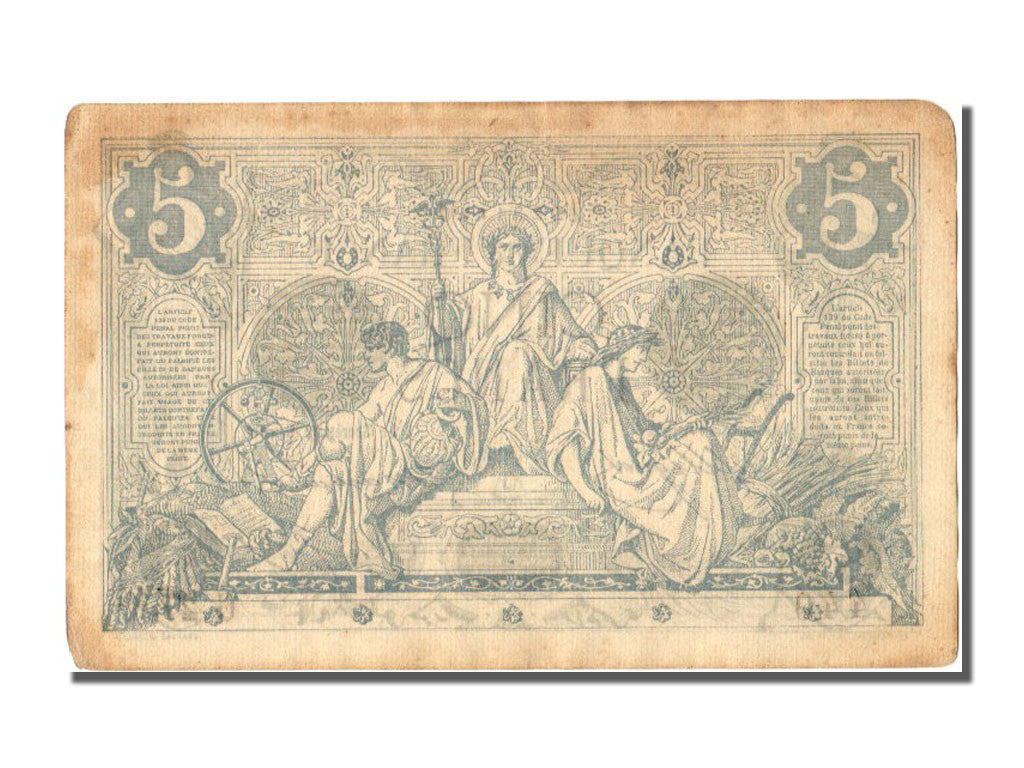 Banconote, Francia, 5 Francs, 5 F 1871-1874 ''Noir'', 1873, 1873-06-28, FDS
