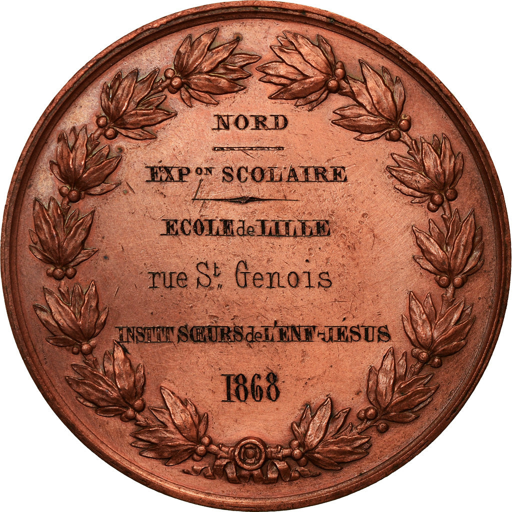 France, Medal, Napoléon III, Exposition Scolaire, Institut Soeurs de l'Enfant