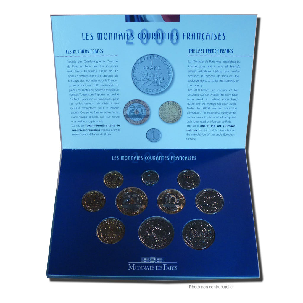Coin, France, Set, 2000, Paris, MS(65-70), Gadoury:page 288