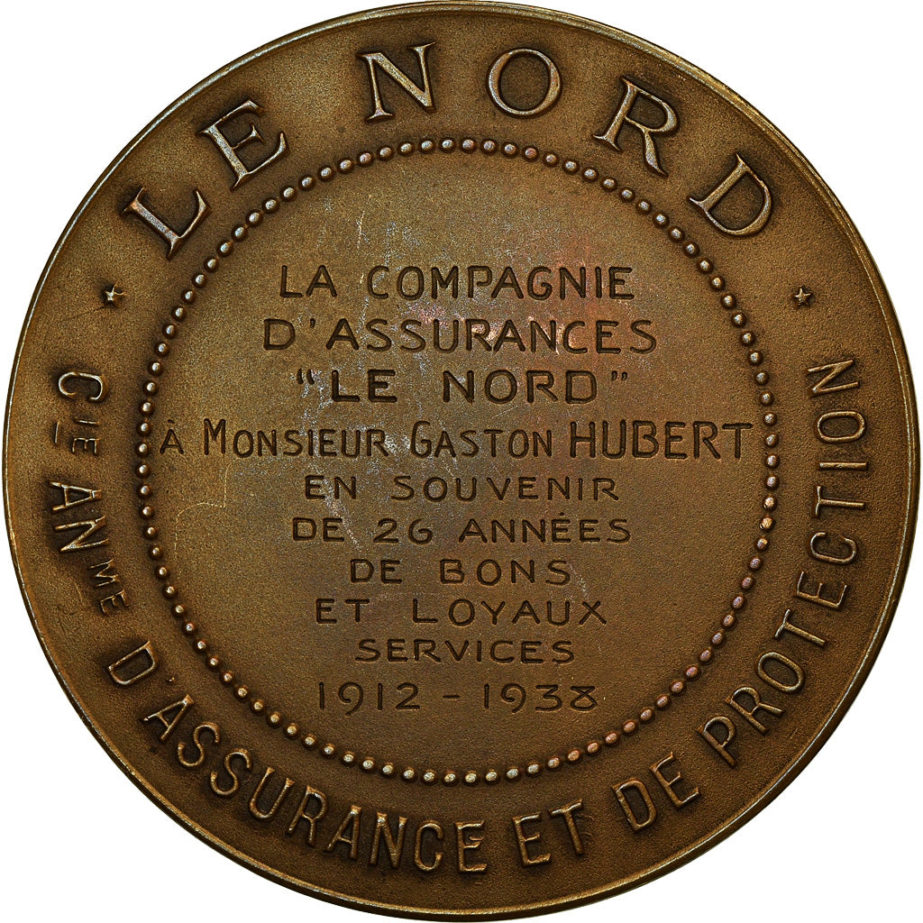 Frankrijk, Medaille, Compagnies d'Assurances, Le Nord, 1938, ZF+, Bronze