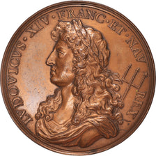 France, Médaille, Louis XIV, La Navigation, History, 1668, Refrappe, SUP