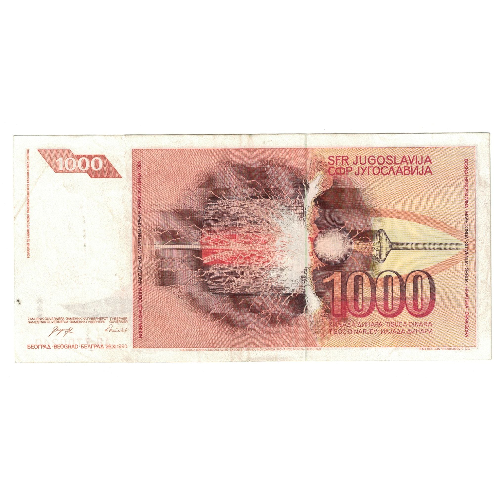 Banconote, Iugoslavia, 1000 Dinara, 1990, 1990-11-26, KM:107, BB