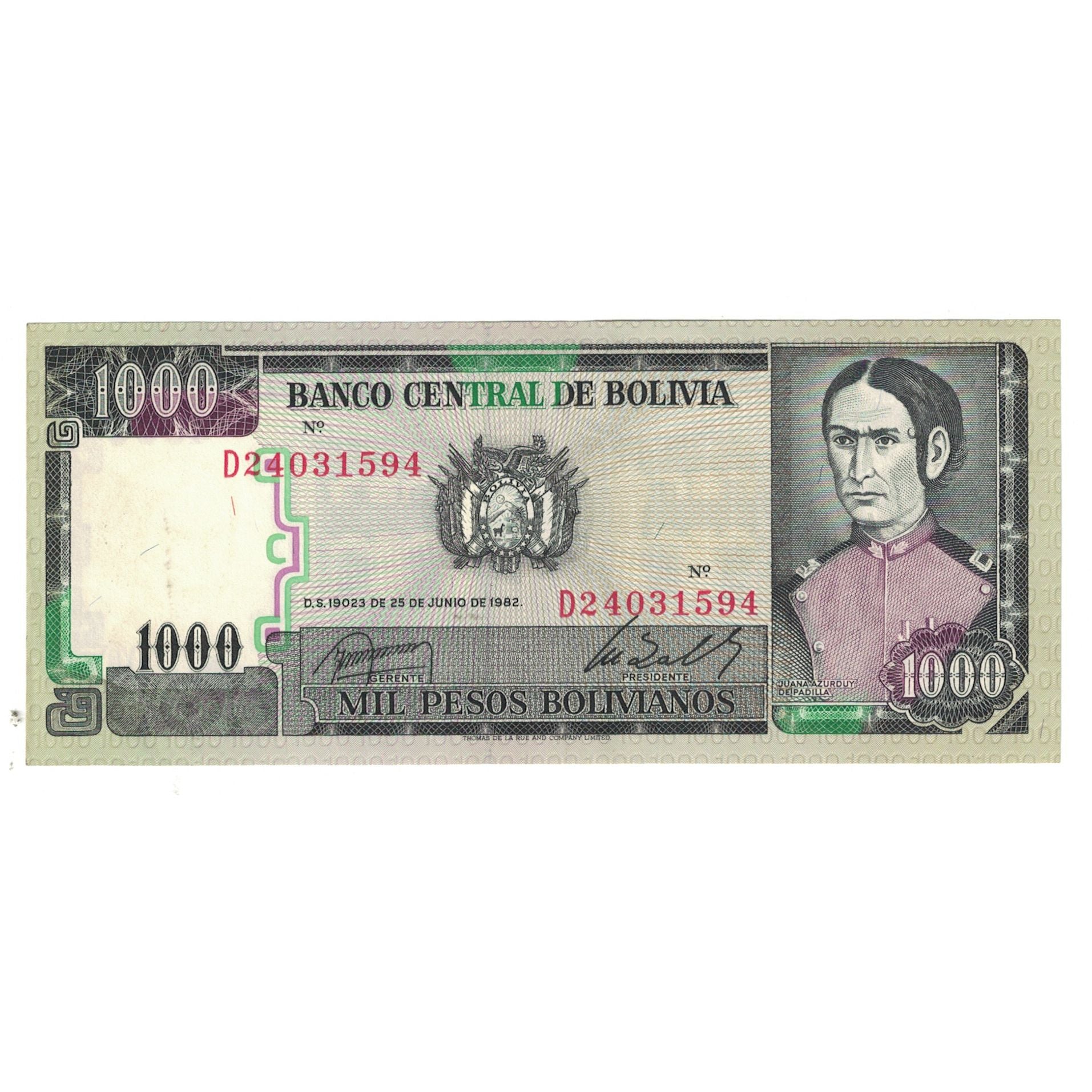 Geldschein, Bolivien, 1000 Pesos Bolivianos, 1982, 1982-06-25, KM:167a, UNZ-