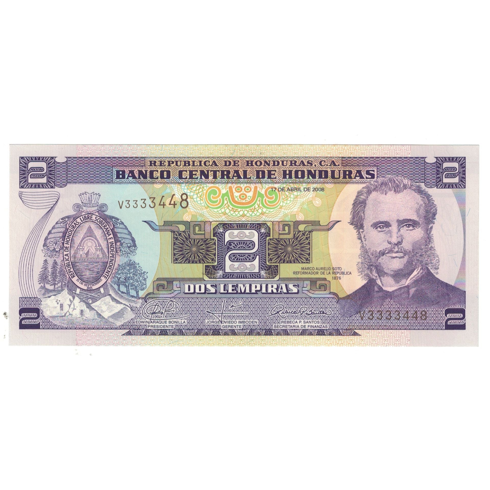 Billet, Honduras, 2 Lempiras, 2008, 2008-04-17, KM:80Ae, NEUF