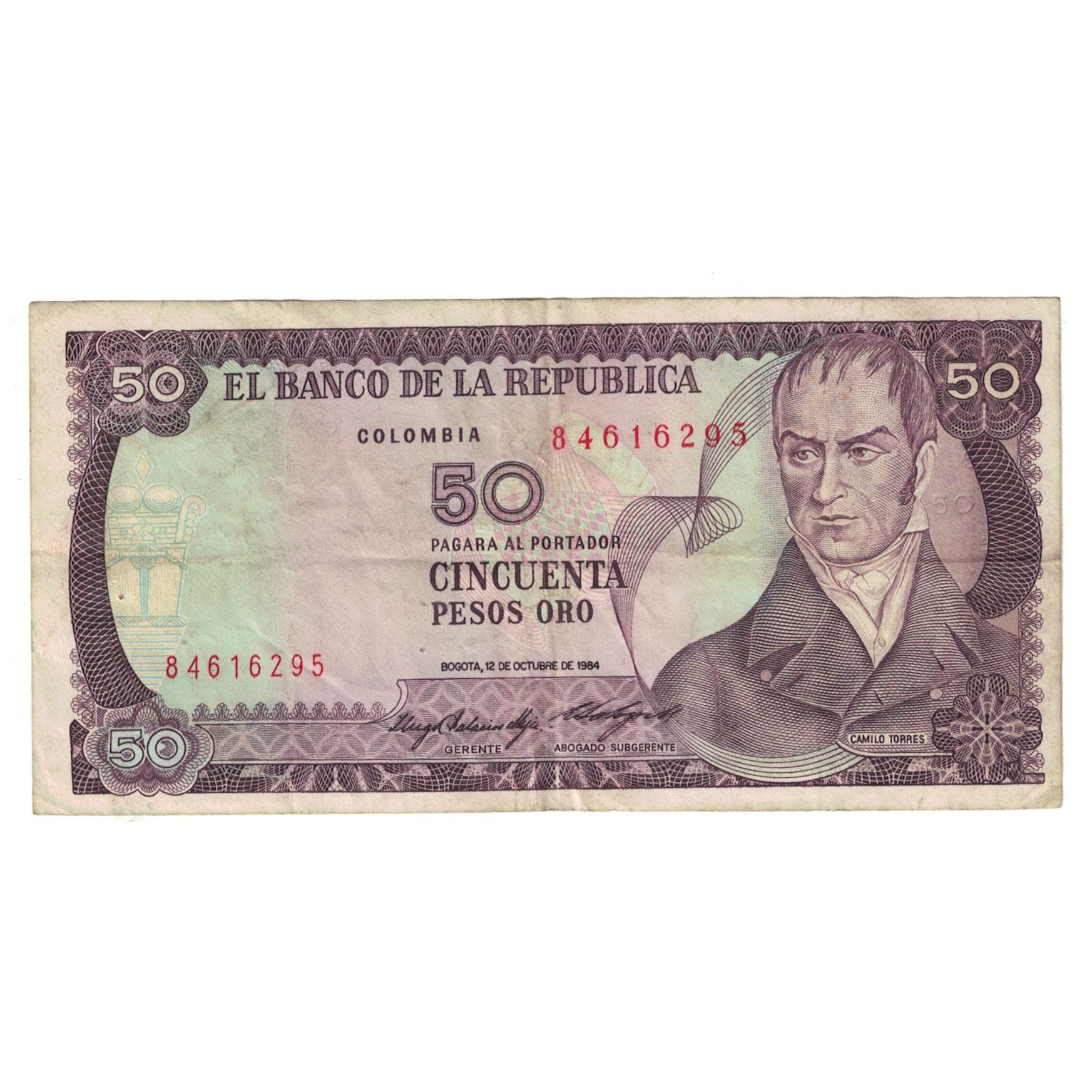 Colombia, 50 Pesos Oro, 1984-10-12, MBC