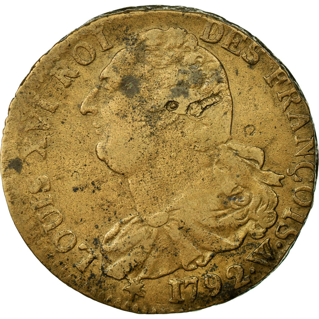 Coin, France, 2 sols françois, 2 Sols, 1792, Lille, VF(20-25), Bronze