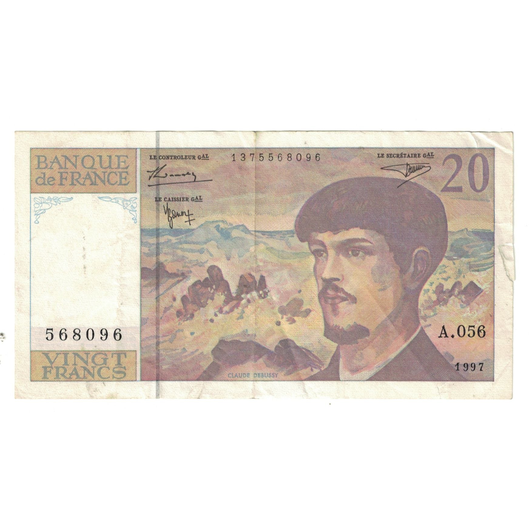 Francia, 20 Francs, Debussy, 1997, A.056, MB, Fayette:66ter02a53, KM:151i