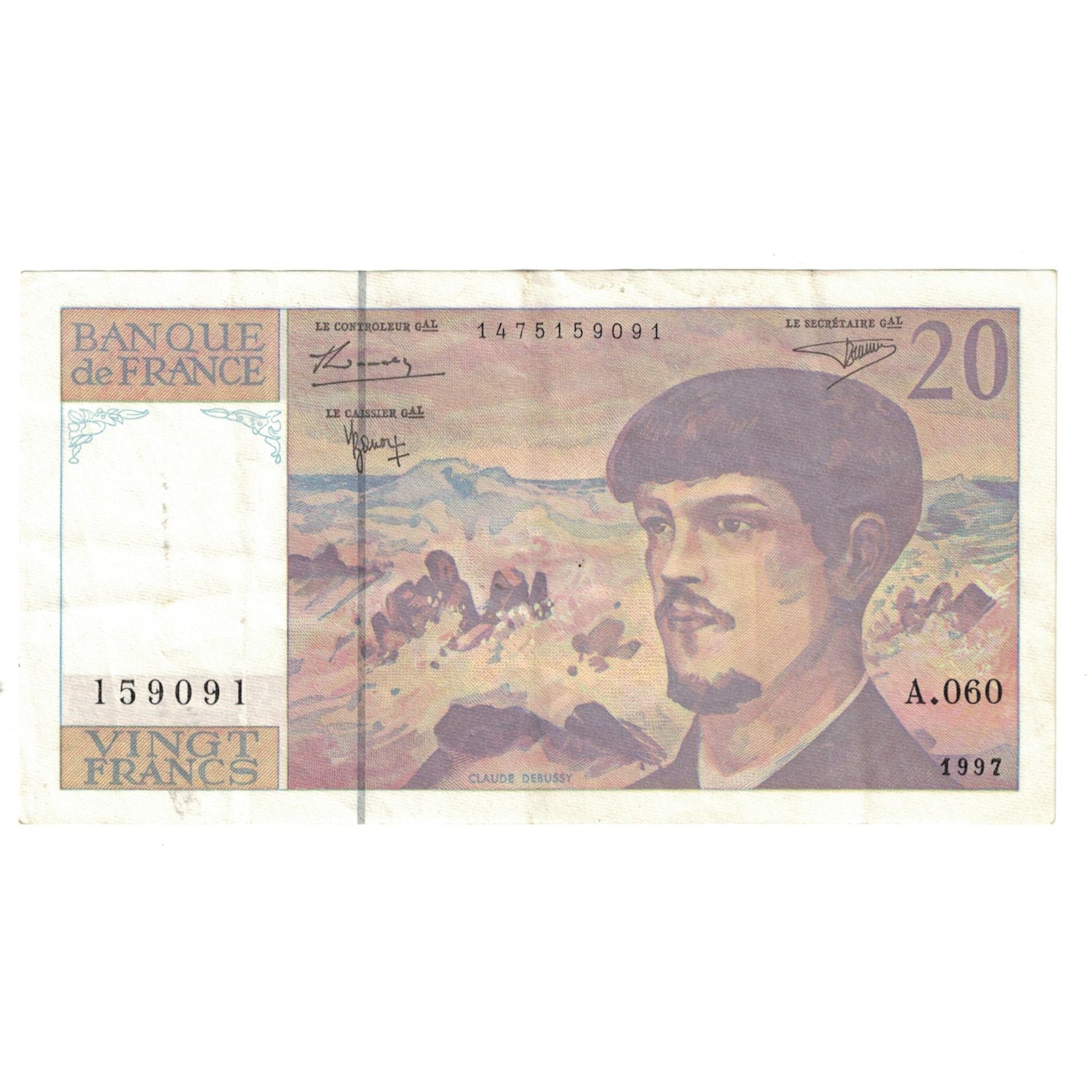 France, 20 Francs, Debussy, 1997, A.060, SUP, Fayette:66ter02a53, KM:151i
