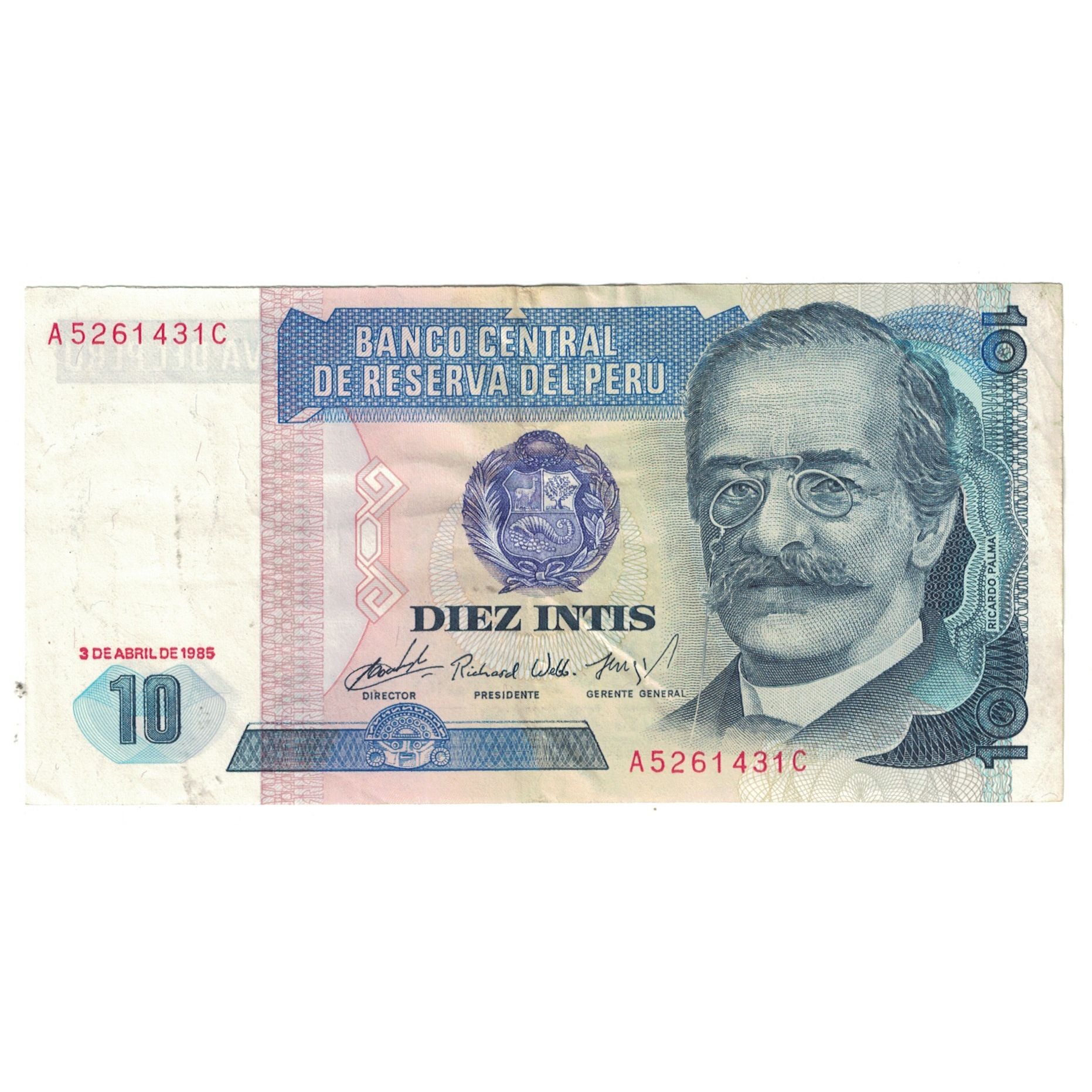 Banknote, Peru, 10 Intis, 1985-1991, 1985-04-03, KM:128, EF(40-45)