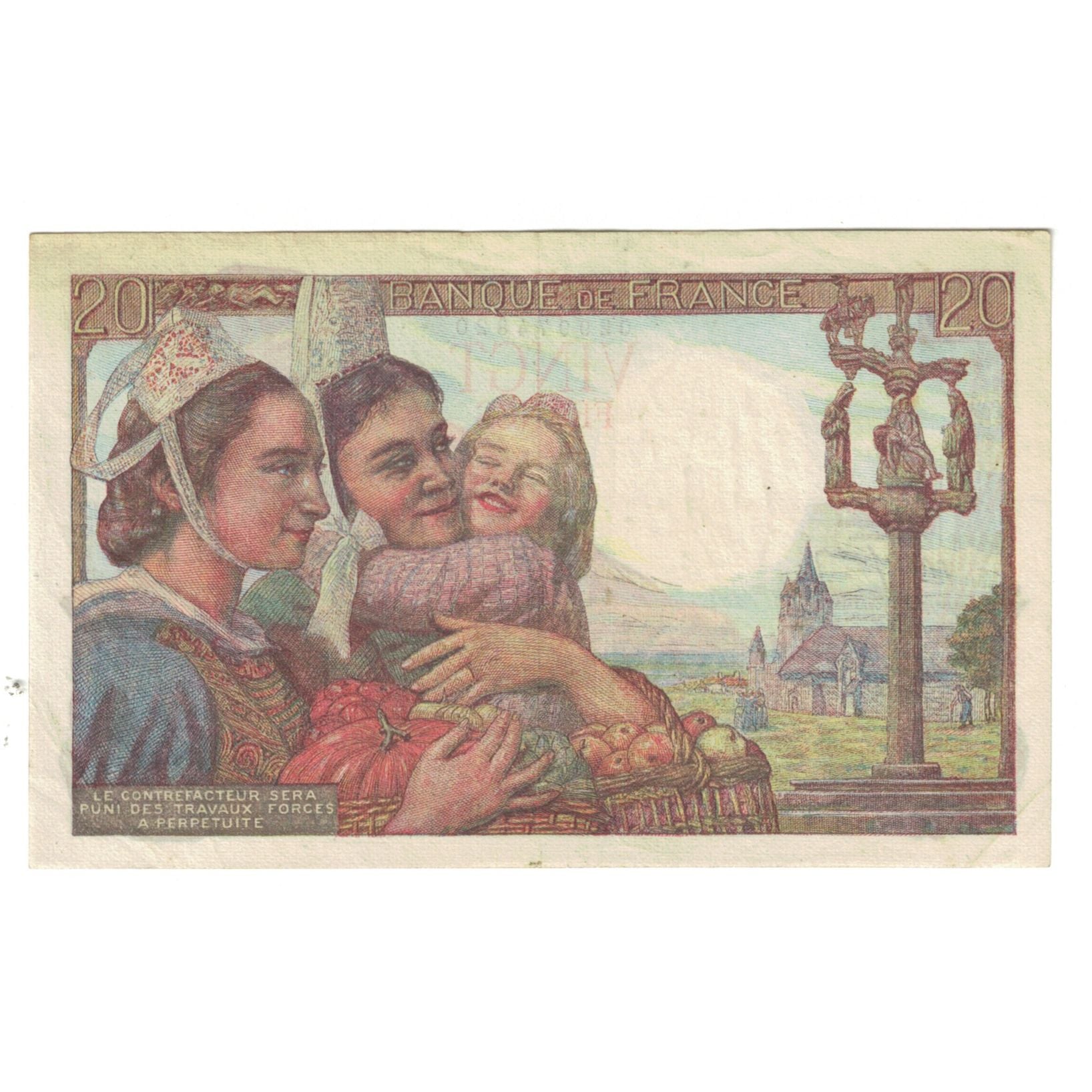 France, 20 Francs, Pêcheur, 1942, W.12, EF(40-45), Fayette:13.1, KM:100a