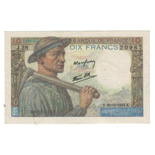 França, 10 Francs, Mineur, 1942, J.28, AU(55-58), Fayette:8.6, KM:99c