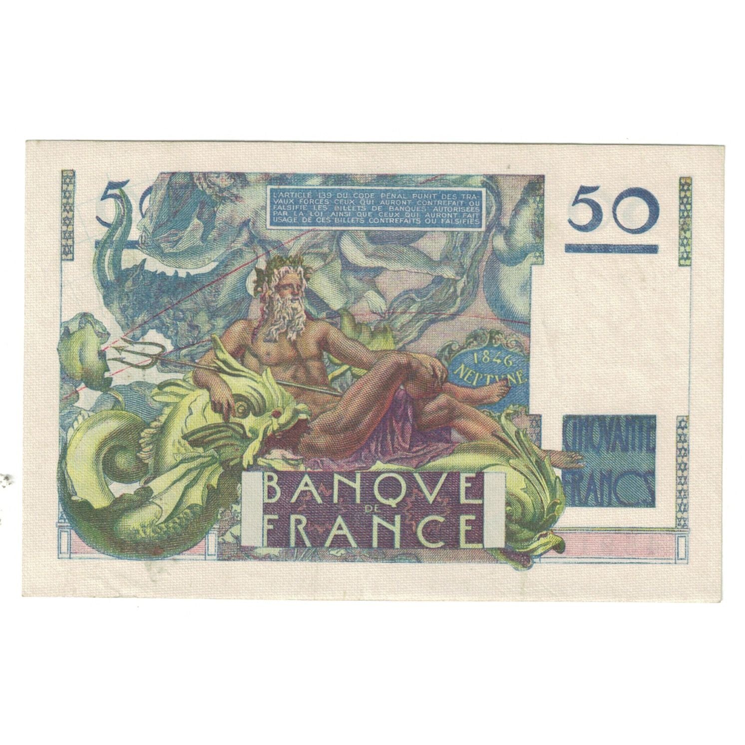 France, 50 Francs, Le Verrier, 1946, L.24, SUP, Fayette:20.4, KM:127a