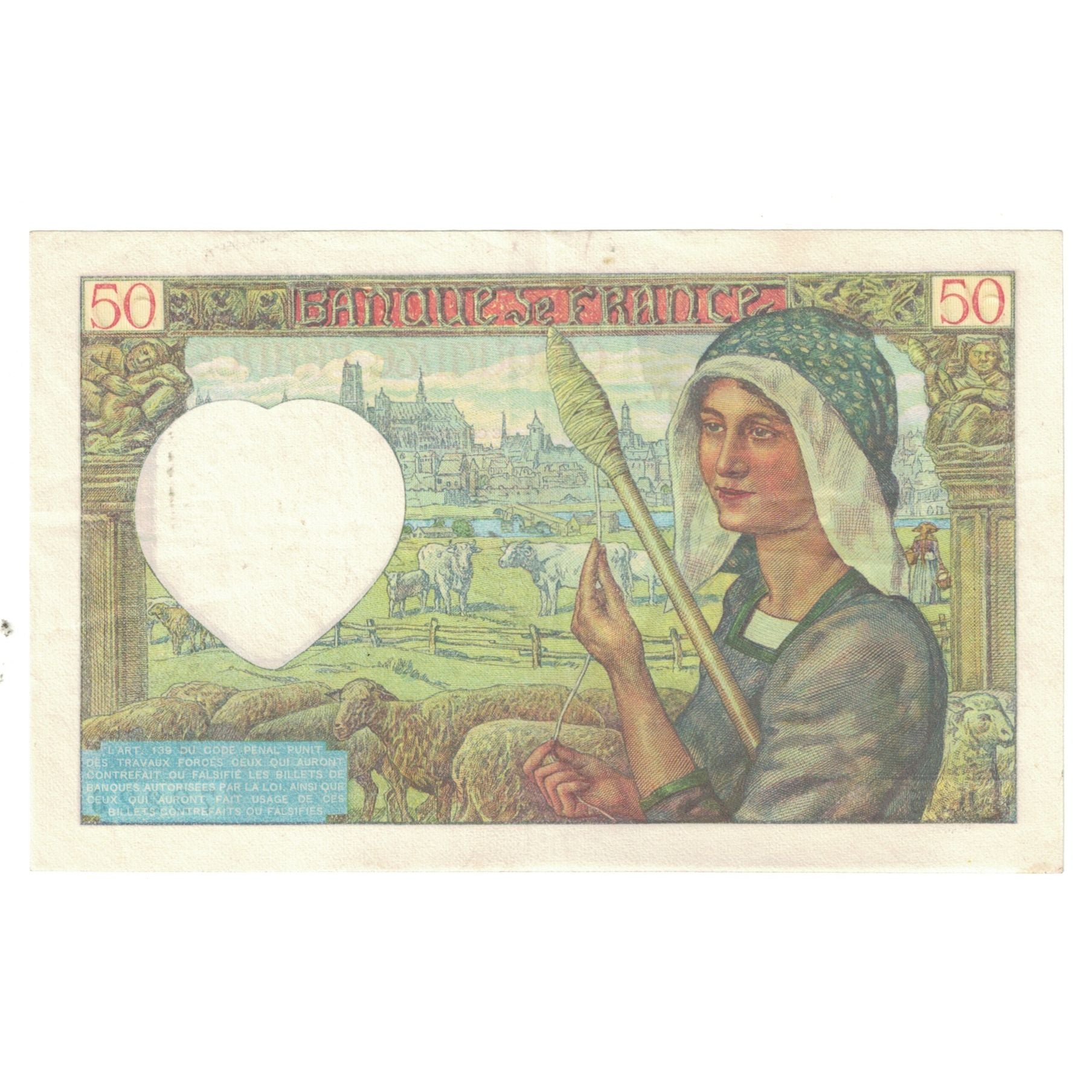 Francja, 50 Francs, Jacques Coeur, 1941, U.55, AU(55-58), Fayette:19.08, KM:93