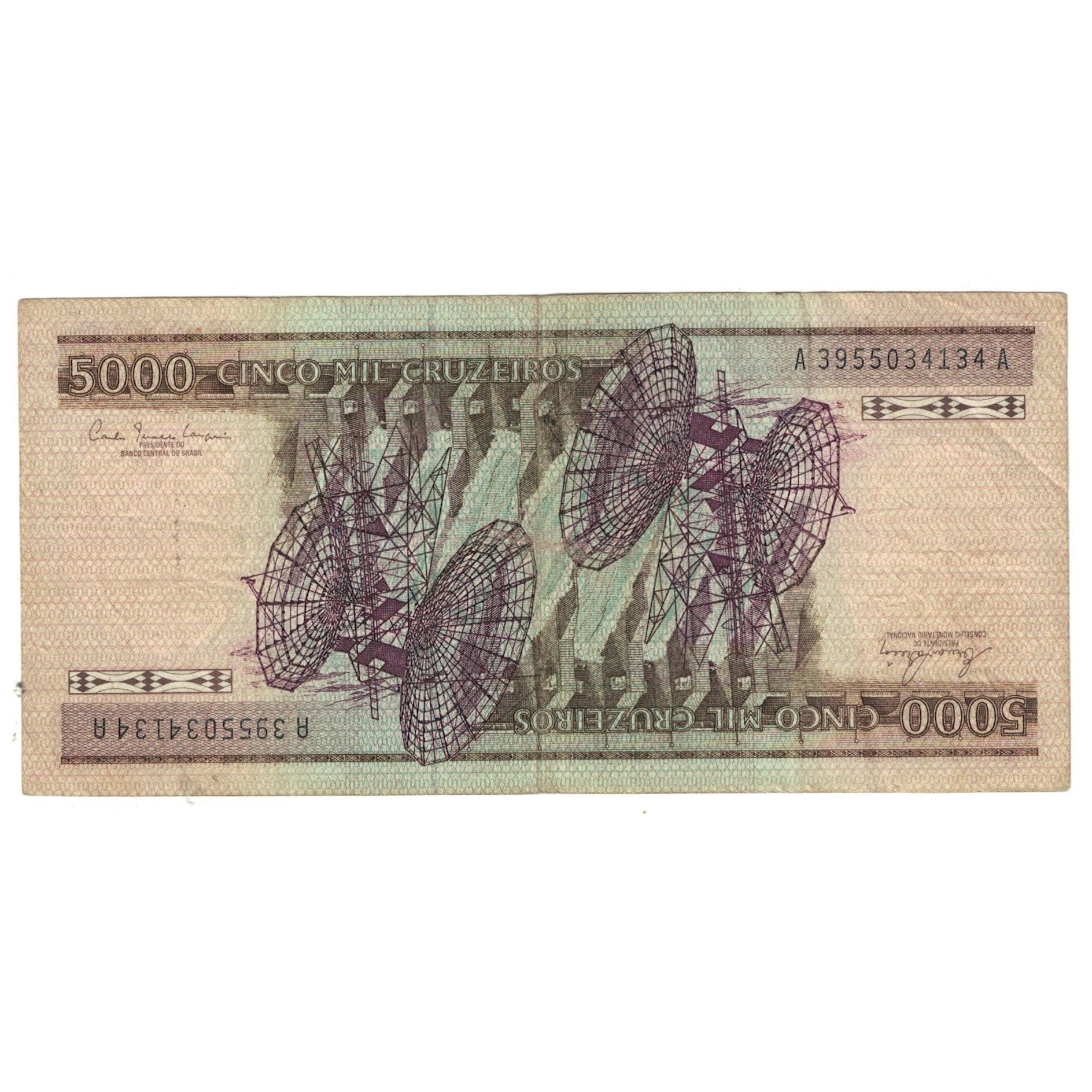 Banknote, Brazil, 5000 Cruzeiros, KM:202b, VF(20-25)