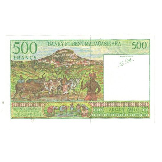Nota, Madagáscar, 500 Francs = 100 Ariary, KM:75a, UNC(65-70)