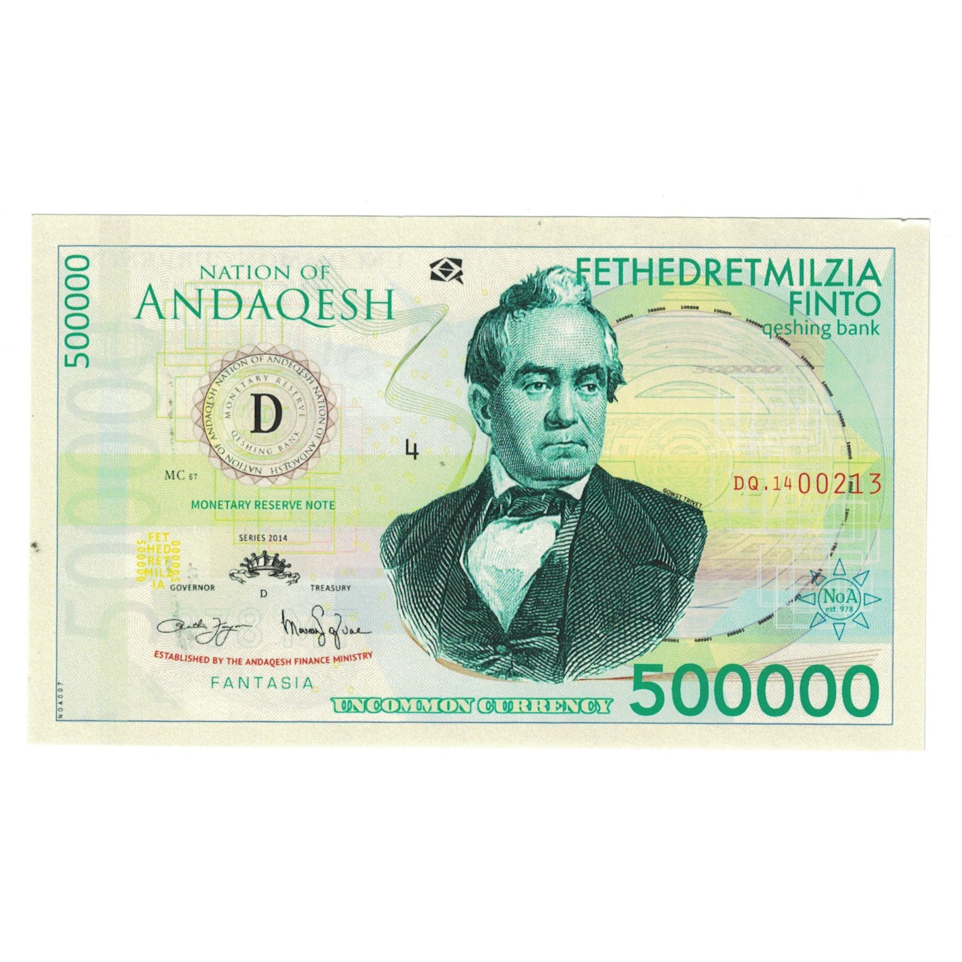 Banknot, Inne, 500000 FINTO NATION OF ANDAQESH TOURIST BANKNOTE, UNC(65-70)